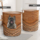 Cairn Terrier Dog Rattan Texture Laundry Basket For Nursery Dorm And Home Storage