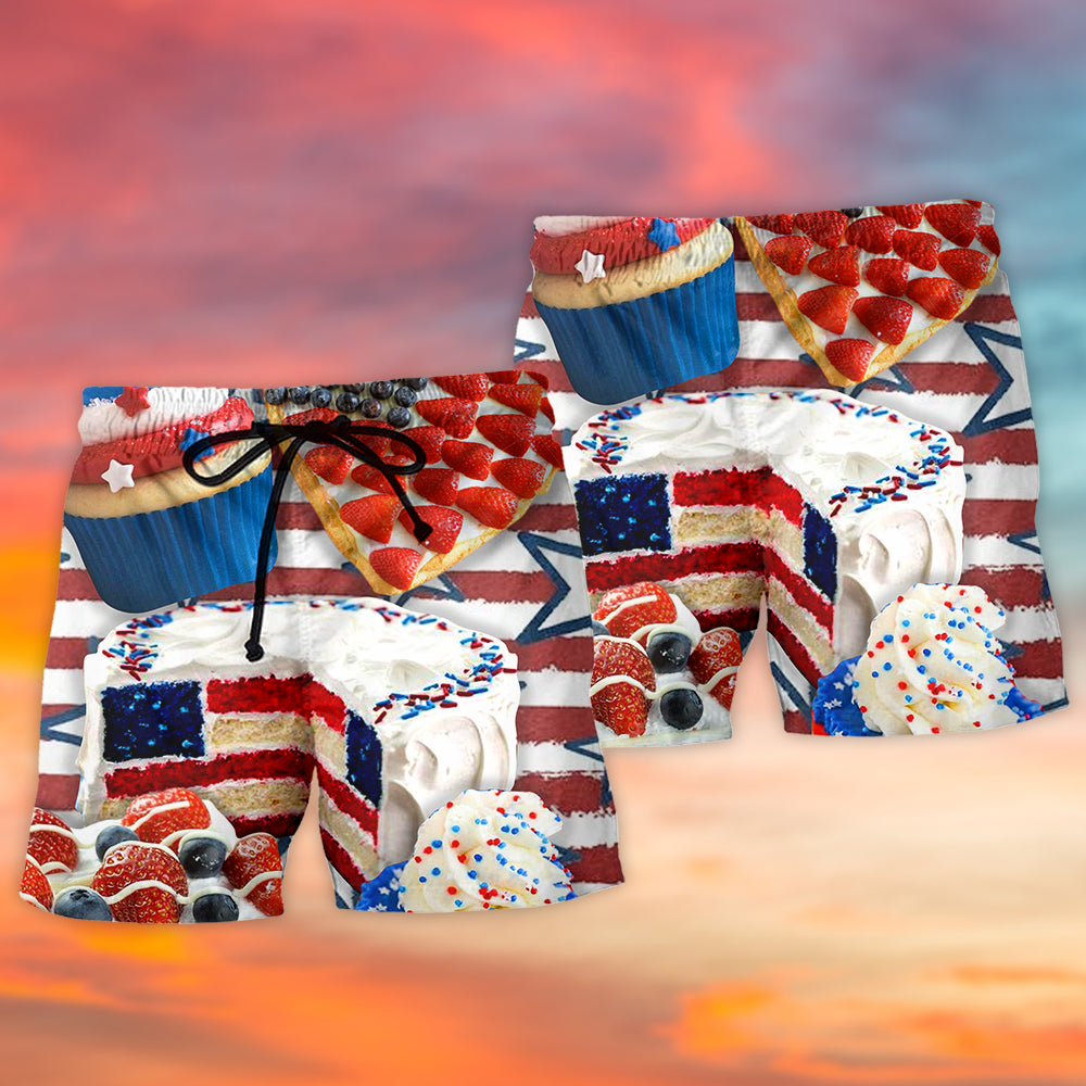 Baking Cake Patriotic Independence Day Beach Shorts For Coastal Adventures And Relaxed Summer Wear