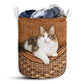 Small Size Calico Cat Rattan Texture Laundry Basket For Bathroom Bedroom Storage