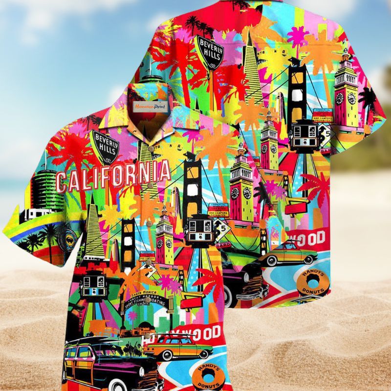 Summer California Hawaiian Shirt For Tropical Holidays, Resort Trips, And Relaxed Coastal Style