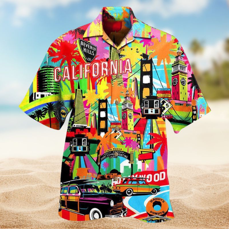 Summer California Hawaiian Shirt For Tropical Holidays, Resort Trips, And Relaxed Coastal Style