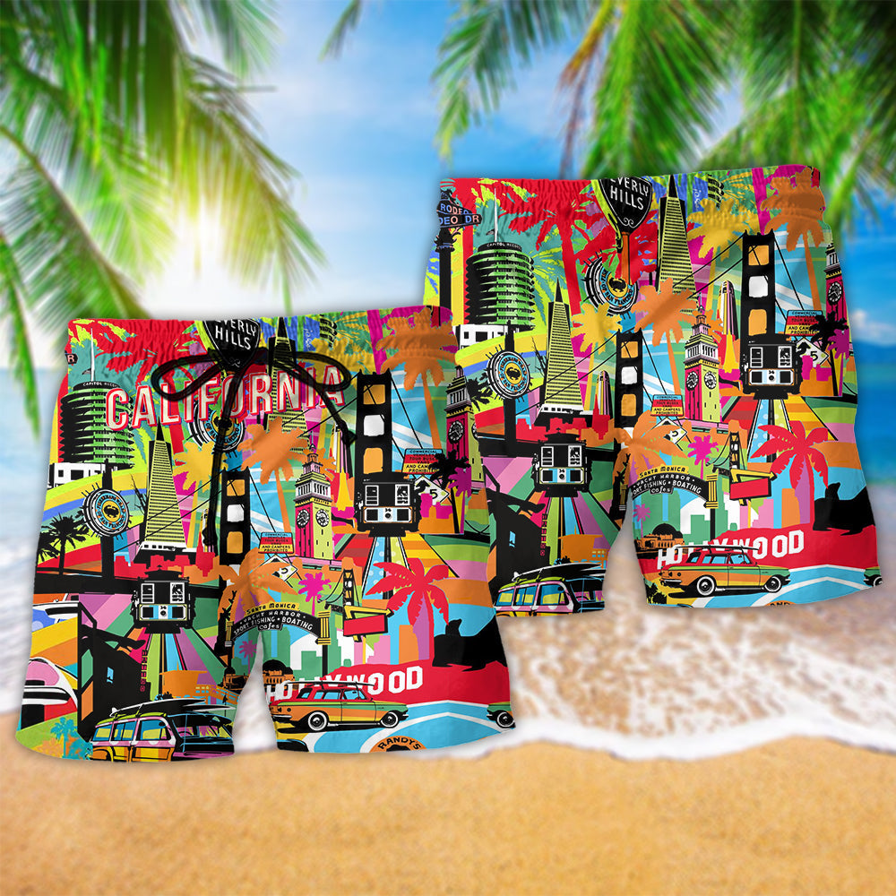 California Summer Beach Shorts Pattern Detail For Seaside Leisure And Comfortable Resort Style