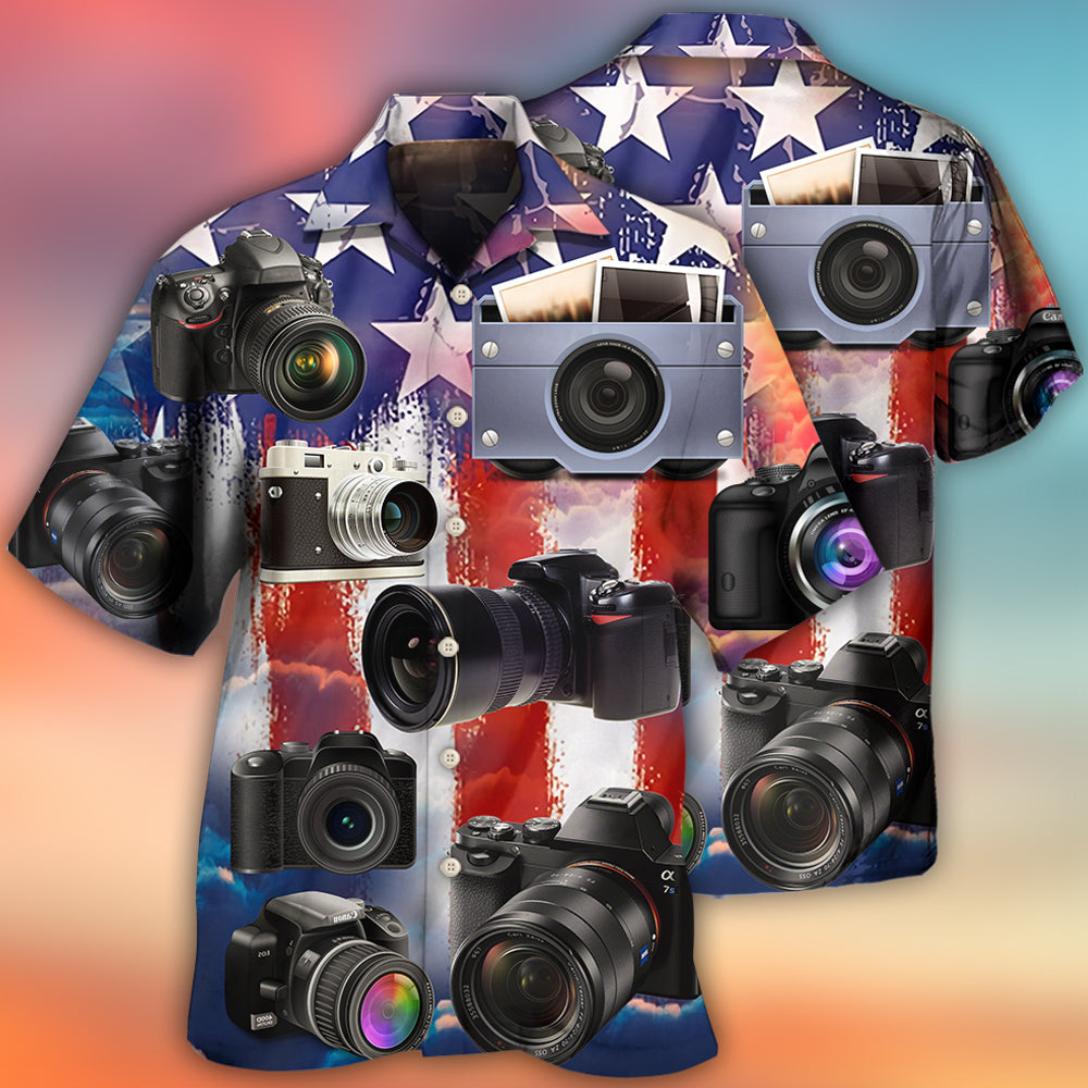 Camera Independence Day Hawaiian Shirt Design Detail For Sunny Adventures And Casual Wear