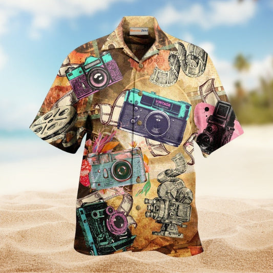 Camera Look At Old Cameras Hawaiian Shirt For Resort Getaways Outdoor Parties And Everyday Summer Wear