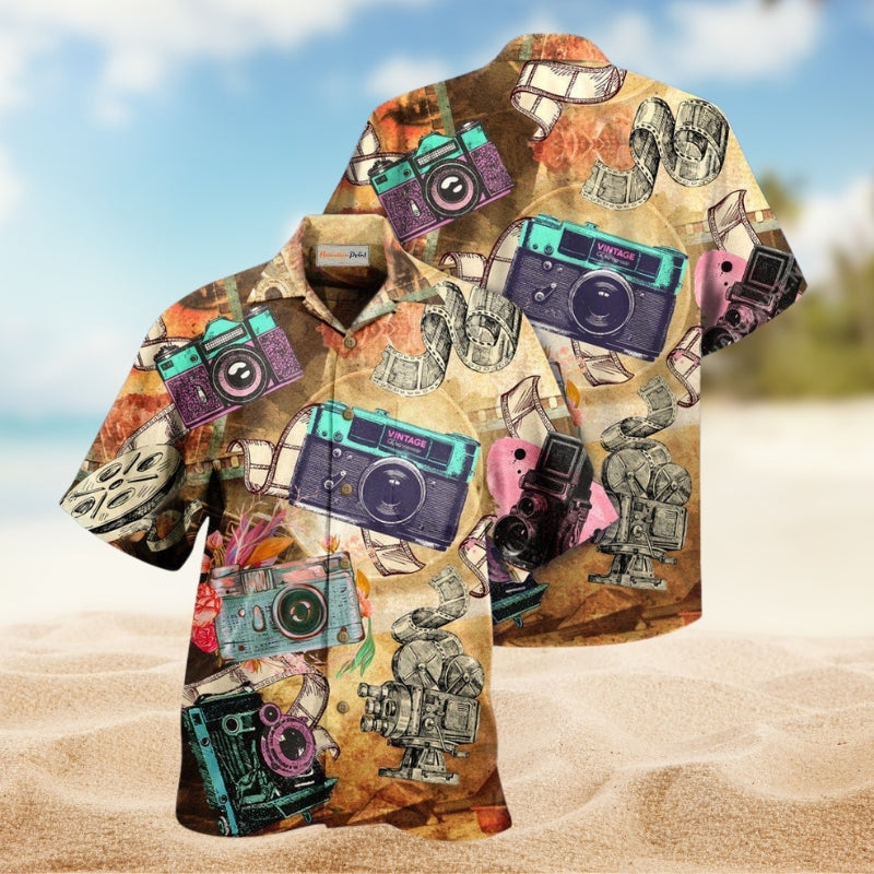 Camera Look At Old Cameras Hawaiian Shirt For Resort Getaways Outdoor Parties And Everyday Summer Wear
