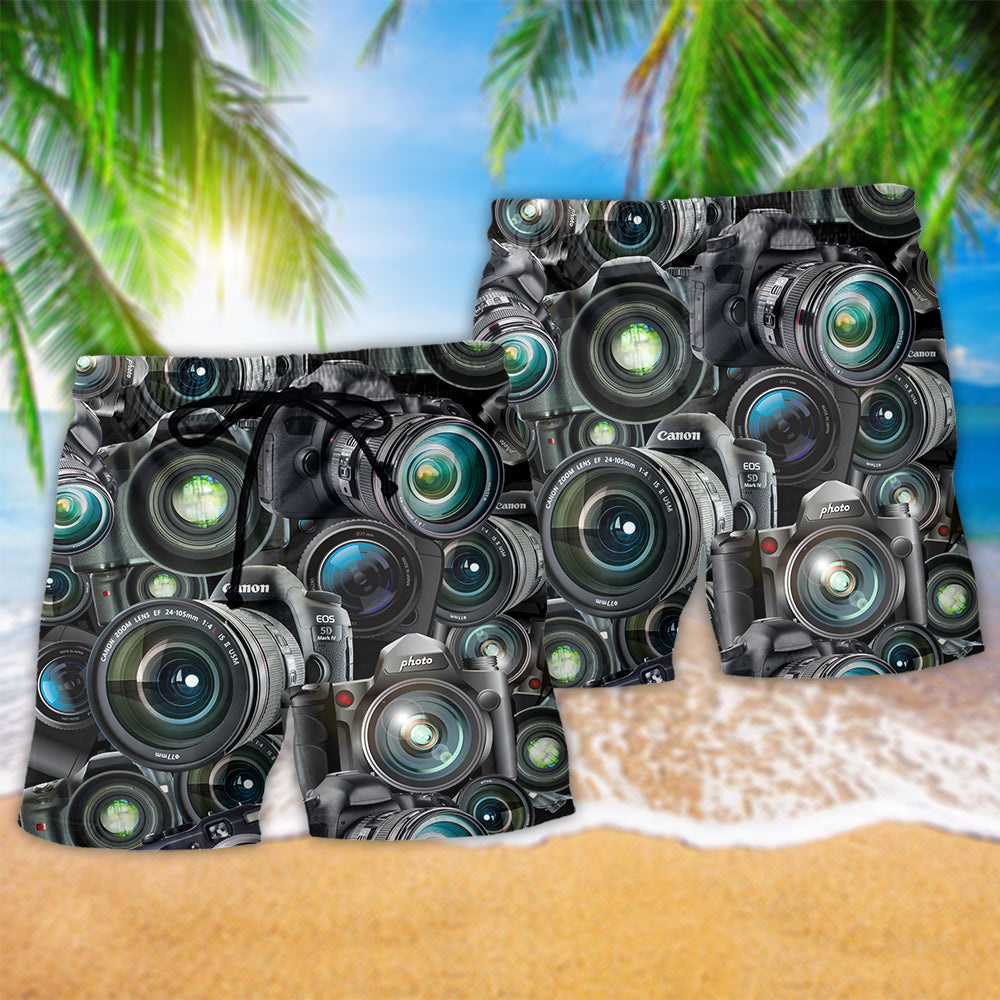 Camera Dark Lens View Beach Shorts Design Detail For Coastal Escapes And Daily Wear