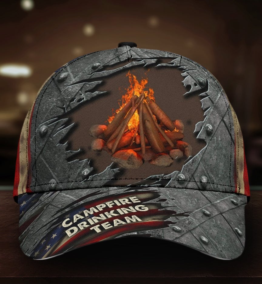 Campfire Drinking Team Camping Fun Classic Cap For Outdoor Adventures Festivals And Casual Wear