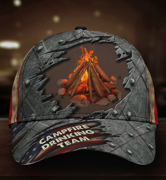Campfire Drinking Team Camping Fun Classic Cap For Outdoor Adventures Festivals And Casual Wear