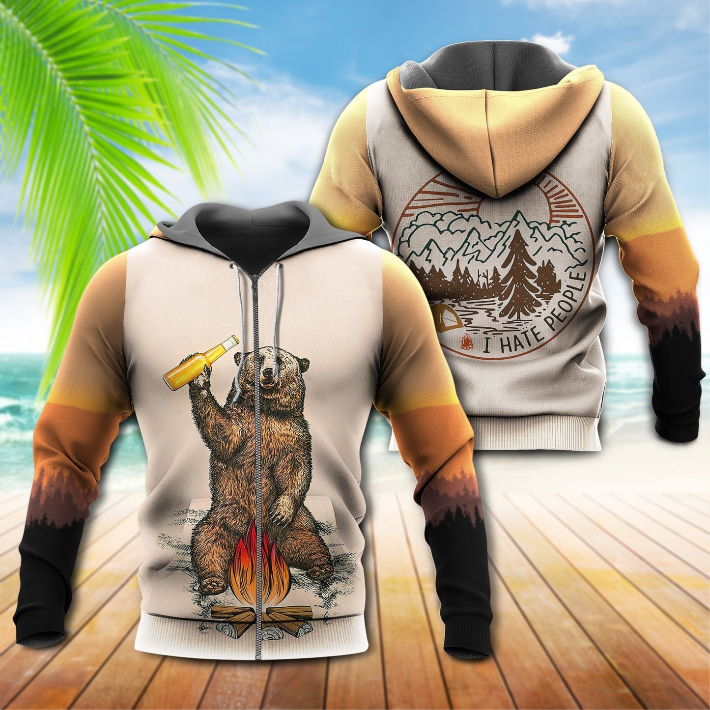 Funny Camping Bear Mountain Hoodie For Weekend Activities Relaxed Streetwear And Thoughtful Gifting