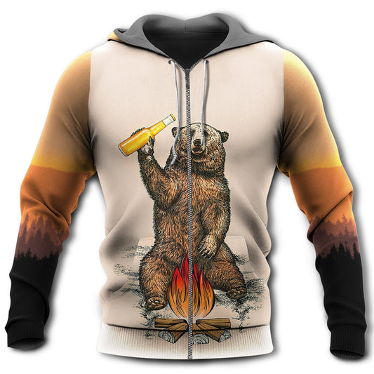 Funny Camping Bear Mountain Hoodie For Weekend Activities Relaxed Streetwear And Thoughtful Gifting