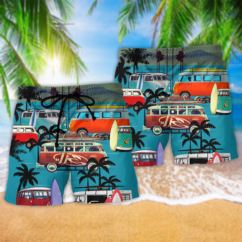 Camping Van Life Van Beach Shorts Pattern Detail For Outdoor Activities And Thoughtful Gift Giving