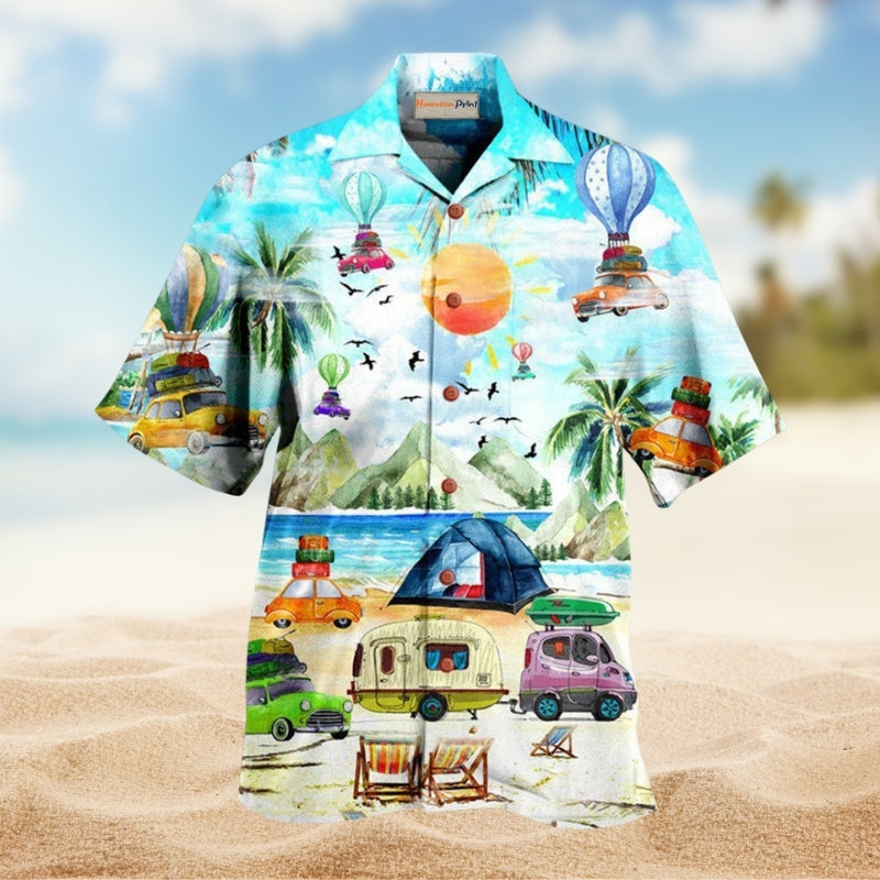 Camping Mountain Escape Hawaiian Shirt For Resort Travel Summer Events And Thoughtful Casual Gifting