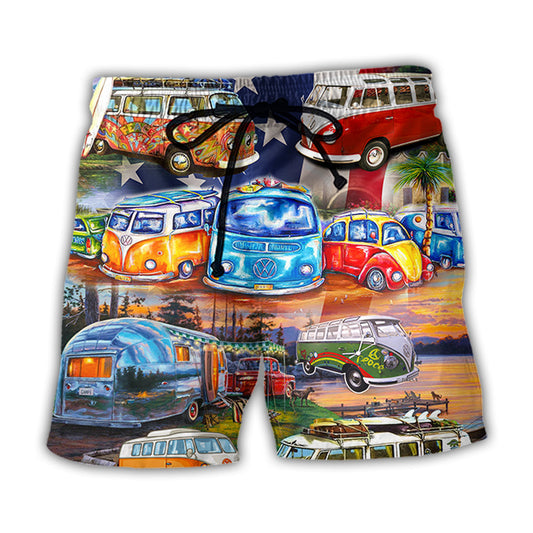 Independence Day Camping Americana Beach Shorts For Holiday Cruises And Everyday Comfort