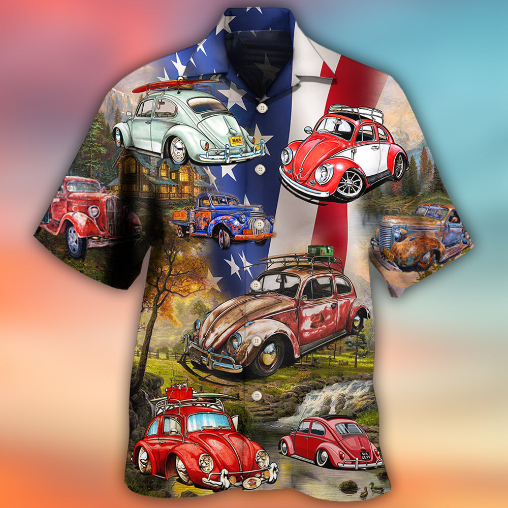 Camping Independence Day Hawaiian Shirt Design Detail For Beach Days And Holiday Travel