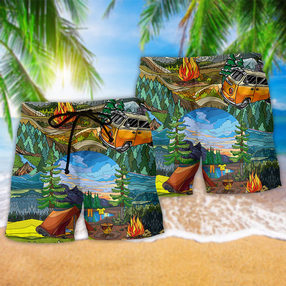 Outdoor Camping Beach Shorts Pattern Detail For Casual Outings And Everyday Comfort