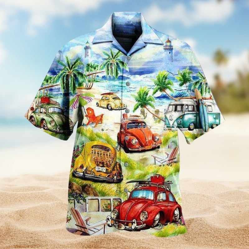 Outdoor Camping Hawaiian Shirt For Summer Vacation, Weekend Escape, And Beachside Style