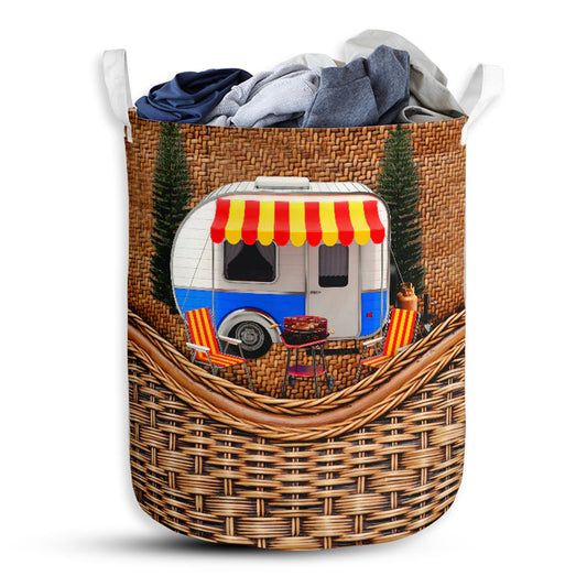 Small Size Camping Rattan Texture Laundry Basket For Bathroom Bedroom Storage