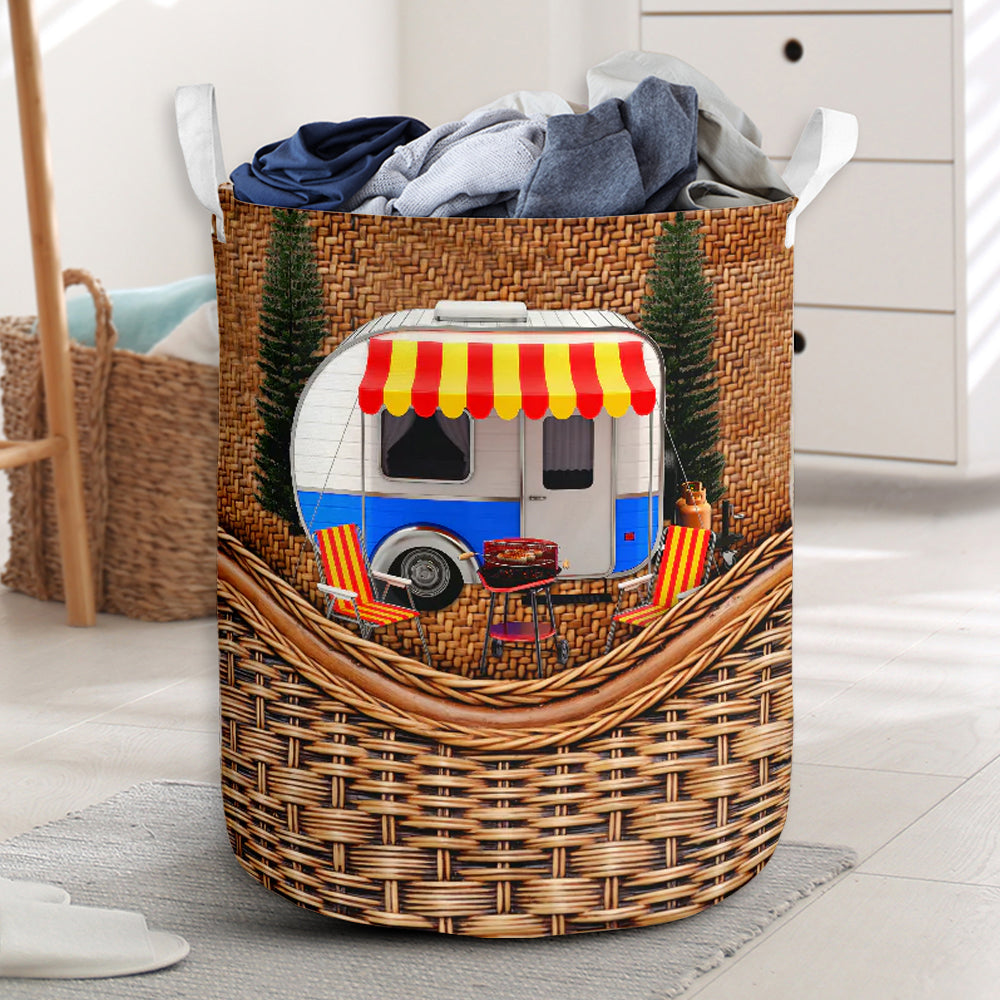 Camping Rattan Texture Laundry Basket For Room Home Organizer