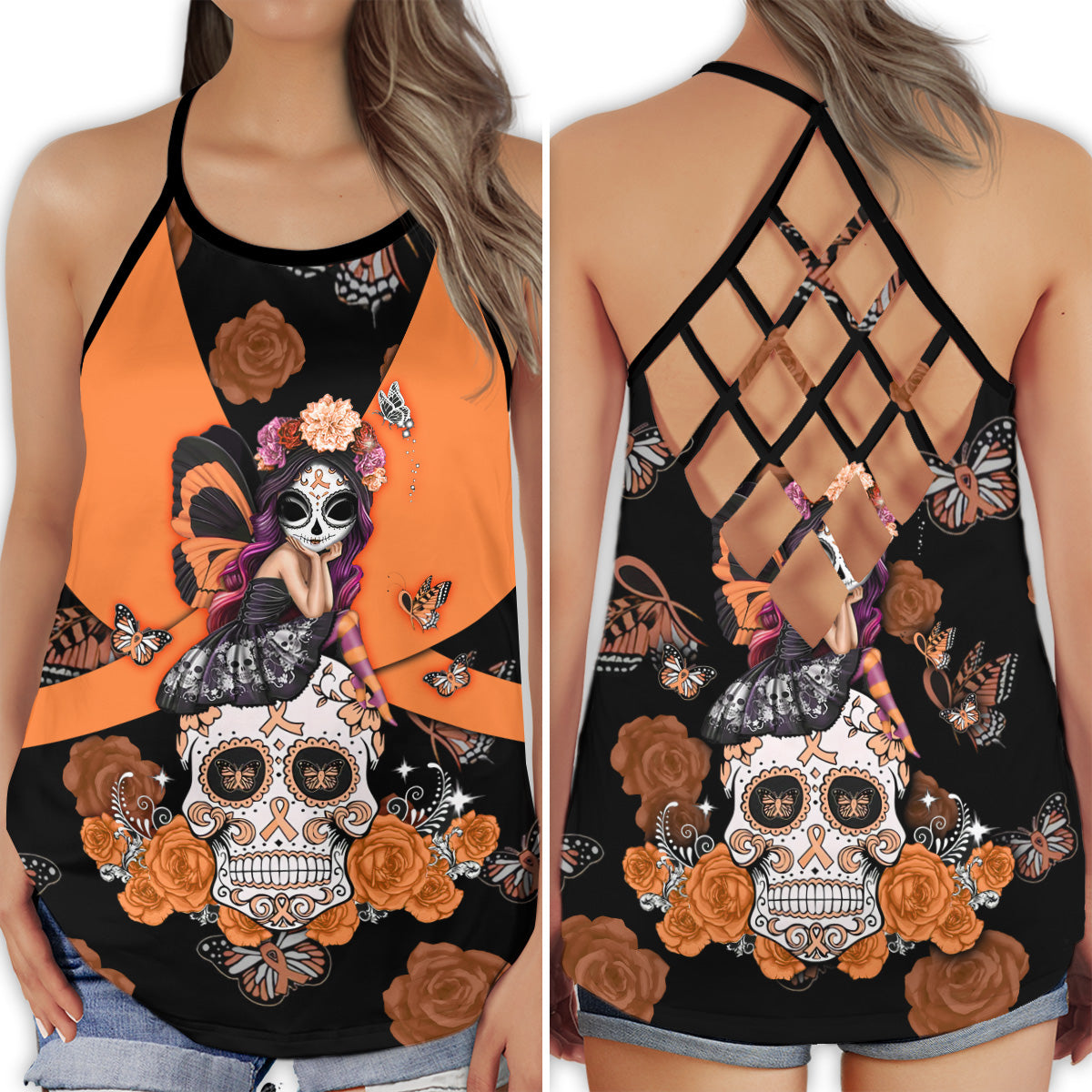 Breast Cancer Strong Skull Hollow Tank Top For Community Events And Positive Support