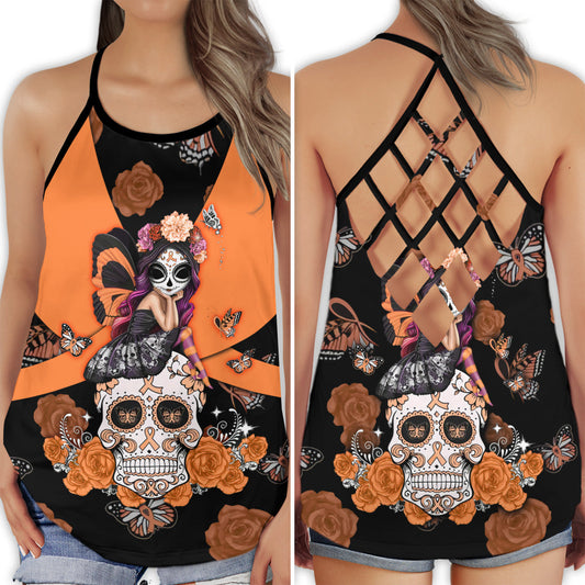 Breast Cancer Strong Skull Hollow Tank Top For Community Events And Positive Support