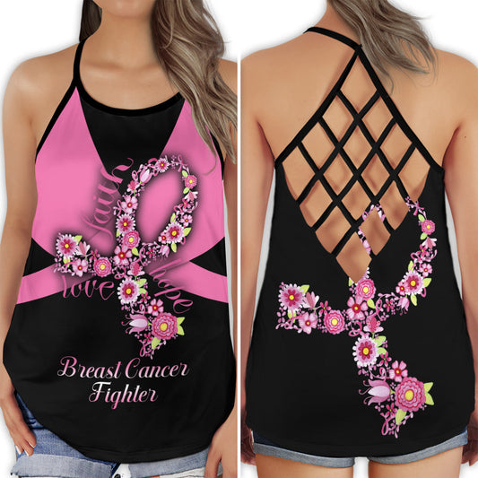 Breast Cancer Fighter Strong Hollow Tank Top For Community Events And Positive Support
