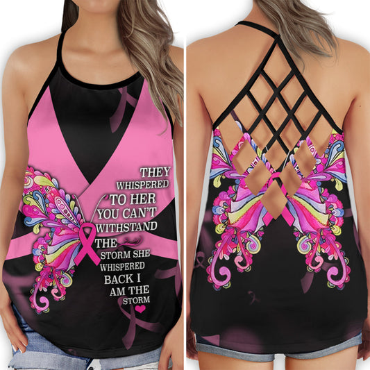 Breast Cancer Strong Brave Awareness Support Hollow Tank Top For Community Events And Positive Support