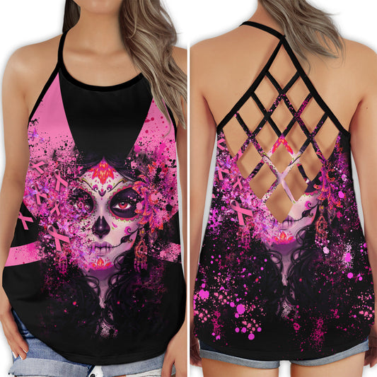 Breast Cancer Strong Purple Hollow Tank Top For Community Events And Positive Support