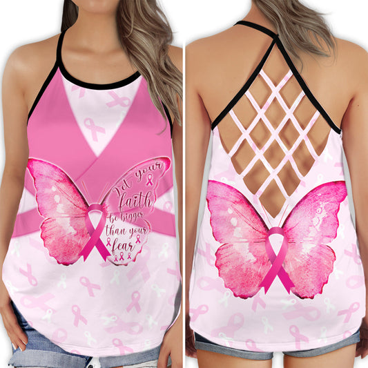 Breast Cancer Strong Faith Pink Hollow Tank Top For Community Events And Positive Support