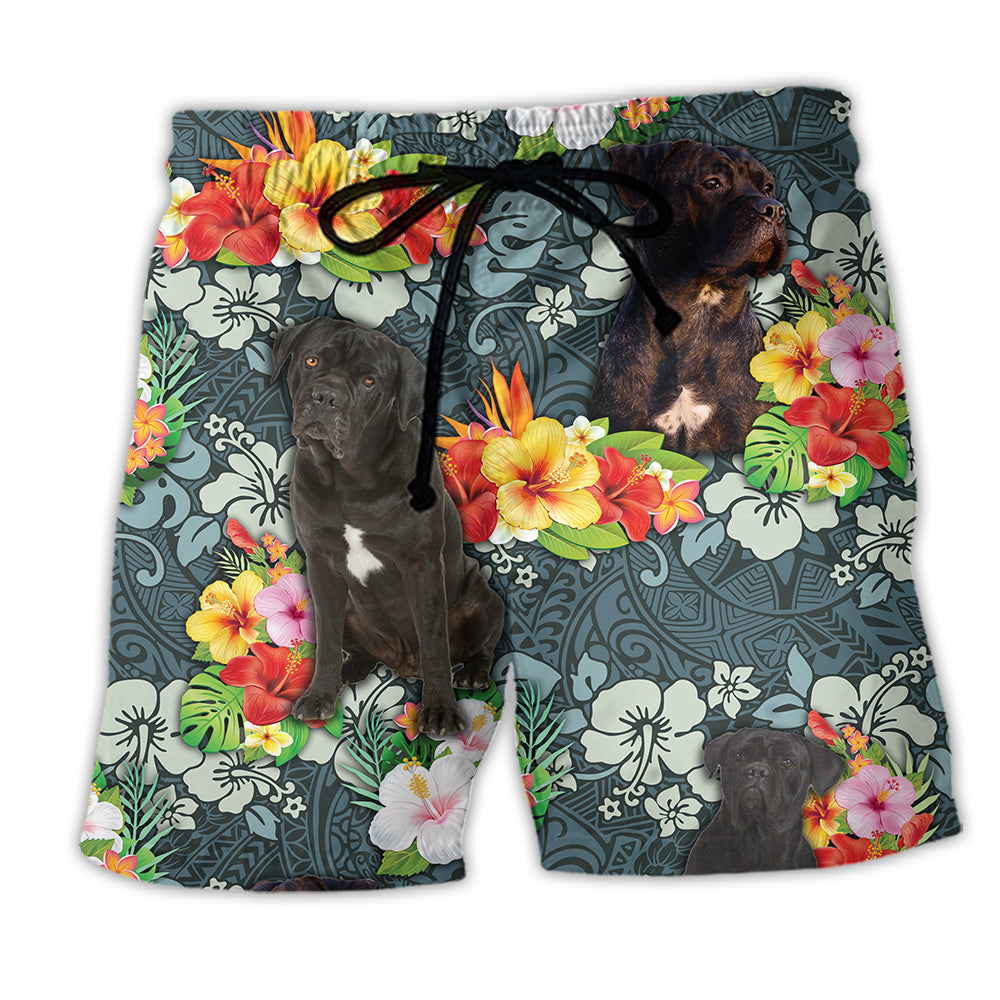 Tropical Floral Cane Corso Beach Shorts For Tropical Holidays And Travel Ready Comfort