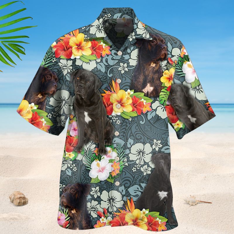 Tropical Cane Corso Dog Hawaiian Shirt For Island Vacations, Weekend Events, And Relaxed Everyday Outfits