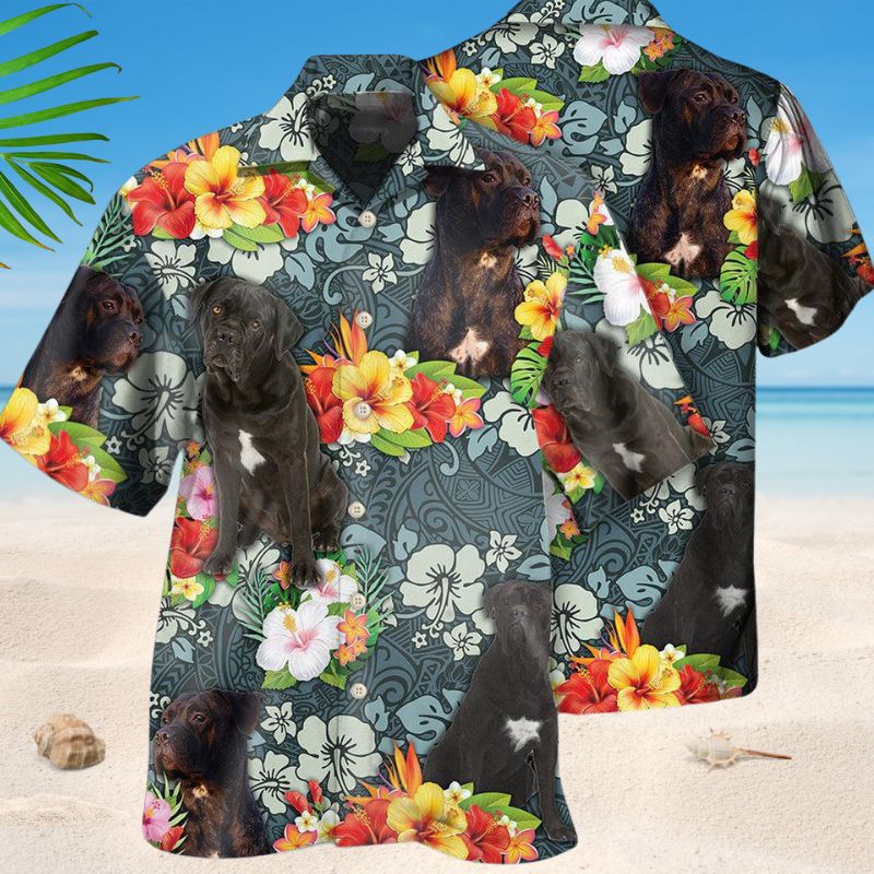 Tropical Cane Corso Dog Hawaiian Shirt For Island Vacations, Weekend Events, And Relaxed Everyday Outfits