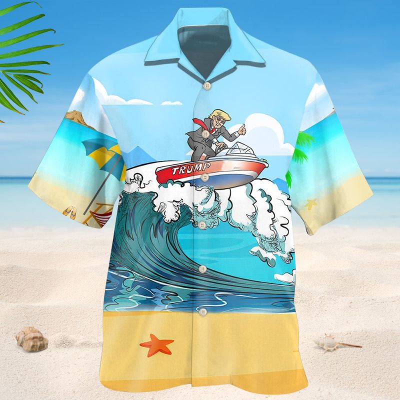 Cano Blue Wave Hawaiian Shirt For Summer Vacation, Beach Travel, And Casual Wear