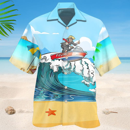 Cano Blue Wave Hawaiian Shirt For Summer Vacation, Beach Travel, And Casual Wear
