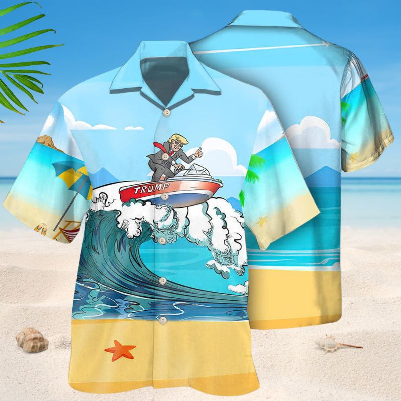 Cano Blue Wave Hawaiian Shirt For Summer Vacation, Beach Travel, And Casual Wear