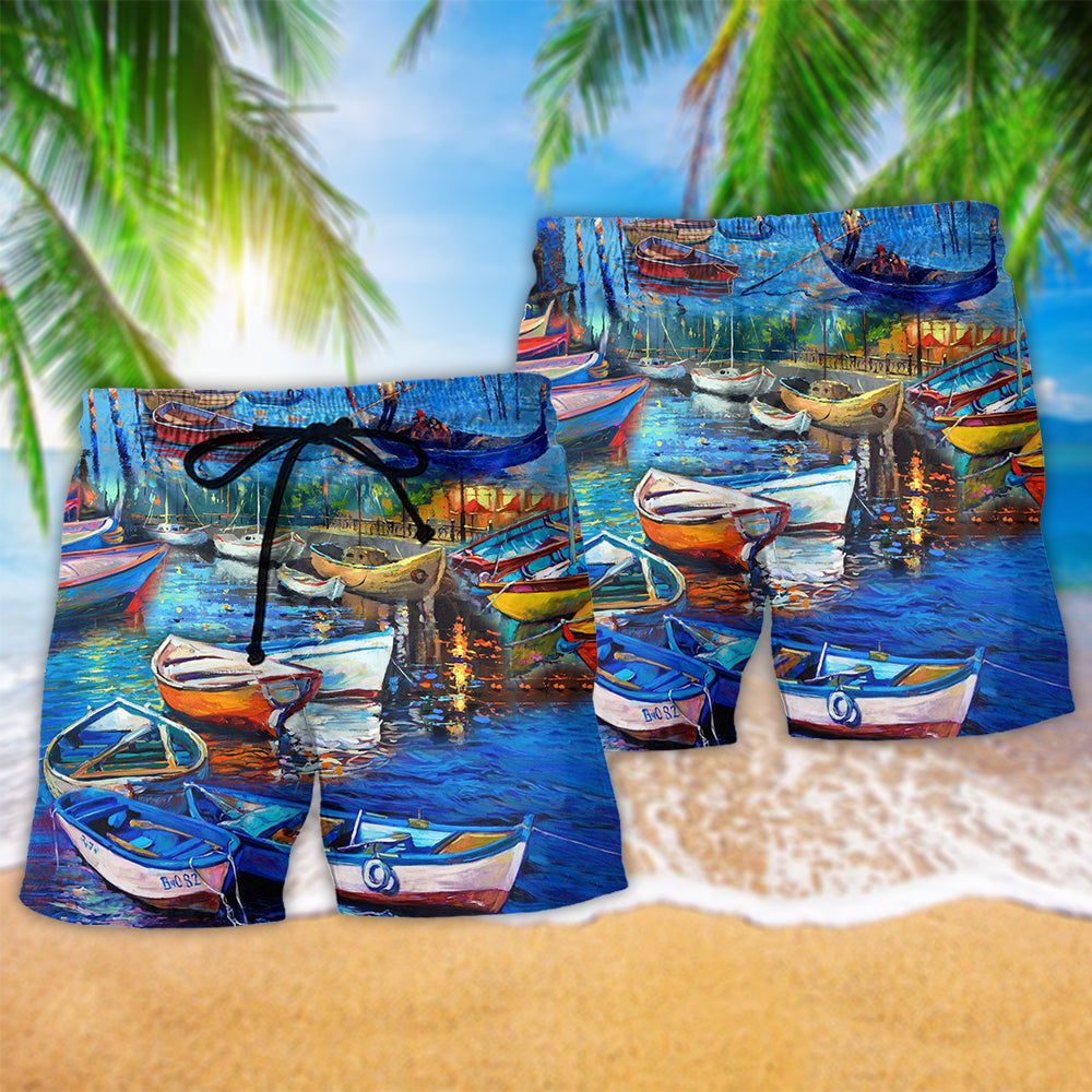 Canoe Life Journey Enjoy The Ride Beach Shorts Pattern View For Vacation Travel And Outdoor Fun