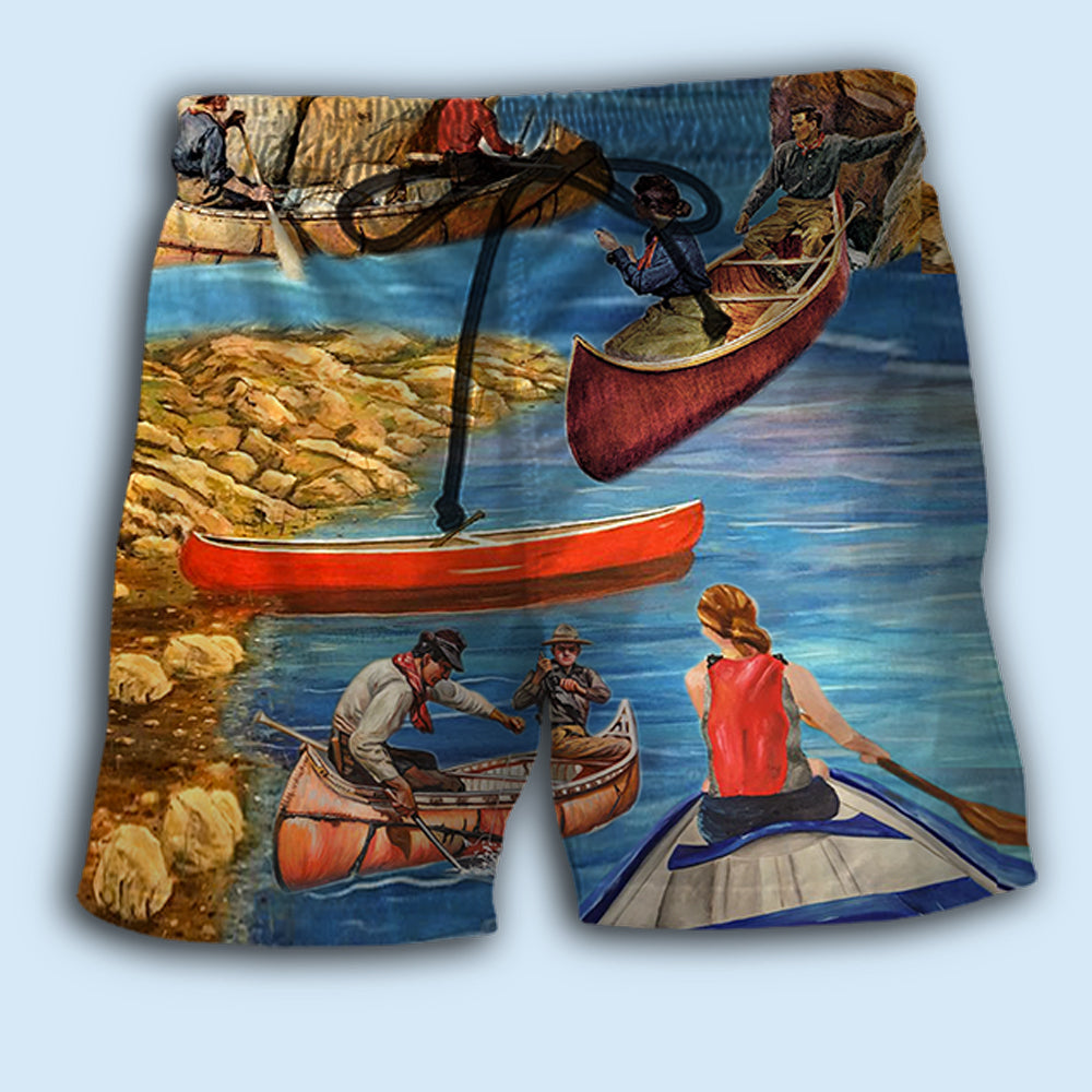 Canoe Outdoor Beach Shorts Pattern View For Weekend Trips And Outdoor Activities