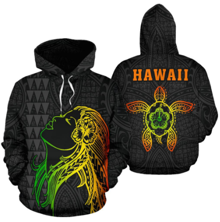 Hula Girl Turtle Hibiscus Hoodie For Ocean Themed Events Holidays And Gift Ideas