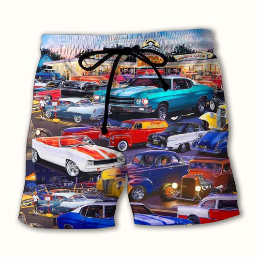 Classic Car Driving Passion Beach Shorts For Coastal Adventures And Relaxed Summer Wear