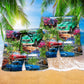 Car Classic Make Me Happy Hawaiian Print Beach Shorts For Outdoor Adventures And Comfort