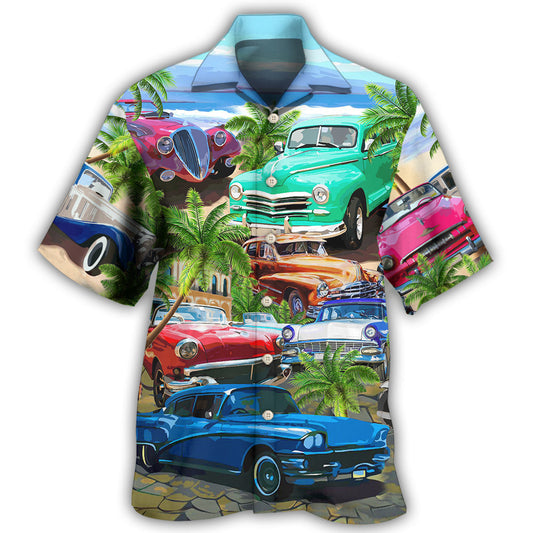 Cars Classic Make Me Happy Hawaiian Shirt For Coastal Outings Automotive Fans And Warm Weather Style