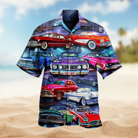 Car Creative Pattern Hawaiian Shirt For Motorsport Events, Beach Travel, And Thoughtful Gift Giving