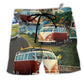 Car Finding A Trip Hawaiian Print Beach Shorts For Vehicle Lover Vacation Wear