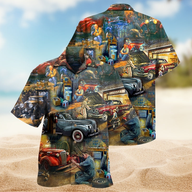 Tractor Rural Landscape Hawaiian Shirt Summer Design Detail For Beach Days