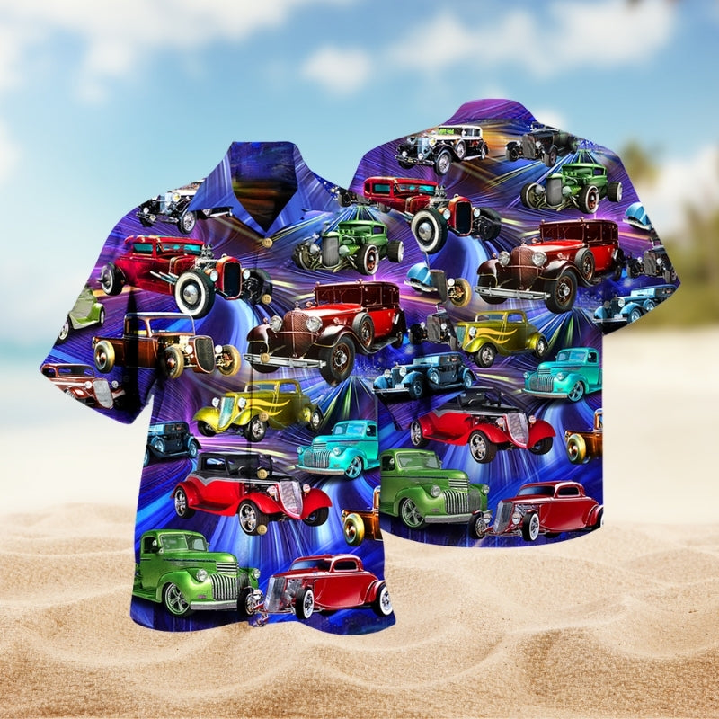 Car Red Dream Hawaiian Shirt For Island Vacations, Resort Wear, And Relaxed Seasonal Style