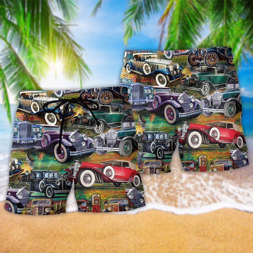 Car Home Is Where You Park Hawaiian Print Beach Shorts For Road Trips And Summer Travel