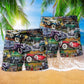 Classic Car Beach Shorts Pattern Detail For Seaside Leisure And Weekend Casual Style