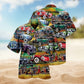 Car Creative Pattern Hawaiian Shirt For Automotive Enthusiasts, Coastal Trips, And Casual Warm Weather Style