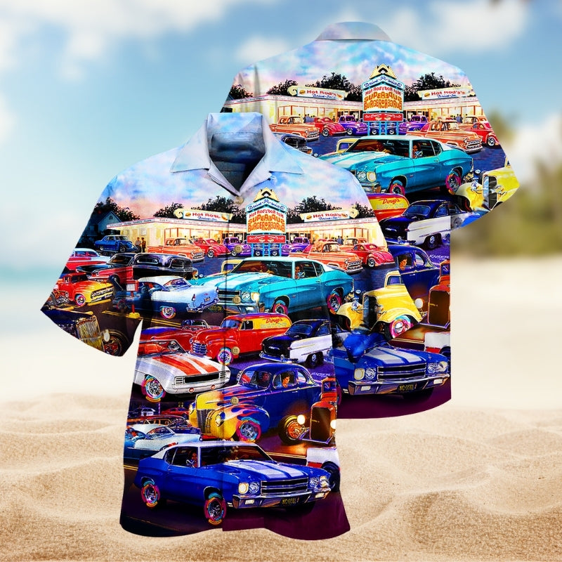Classic Car Hawaiian Shirt For Tropical Holidays, Outdoor Gatherings, And Everyday Comfort