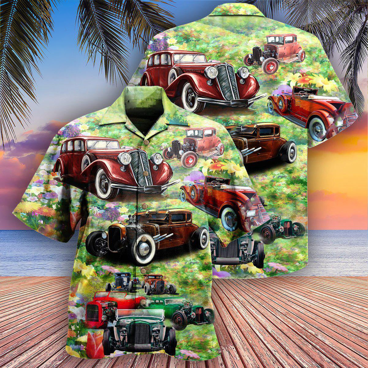 Hot Rod Hawaiian Shirt With All Over Print For Beach Getaways Resort Outings And Thoughtful Gifting
