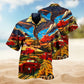 Car Red Hawaiian Shirt For Summer Vacation, Beach Travel, And Casual Wear